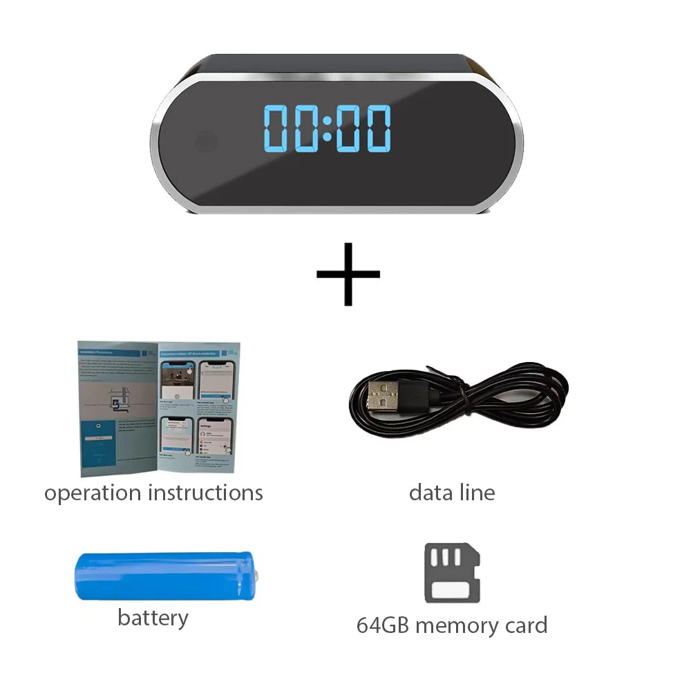 Wireless Alarm Clock With Camera 4K