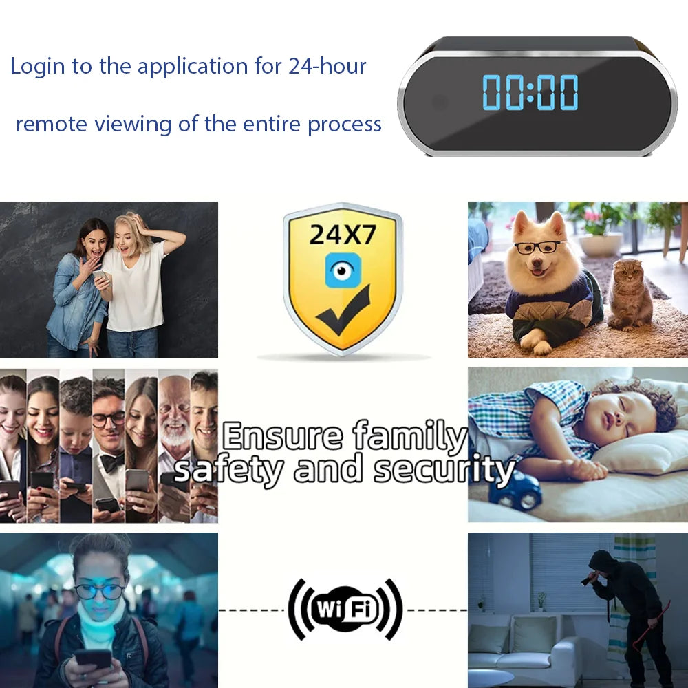 Wireless Alarm Clock With Camera 4K