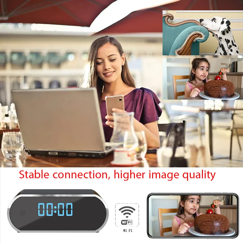 Wireless Alarm Clock With Camera 4K