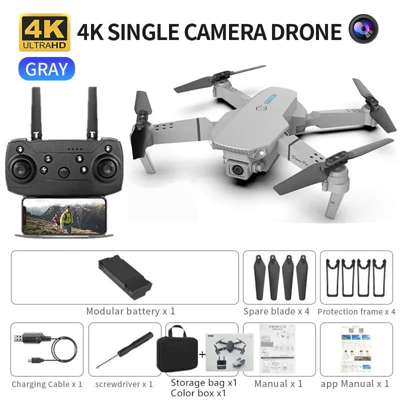 Mini Remote control Drone E88 4k