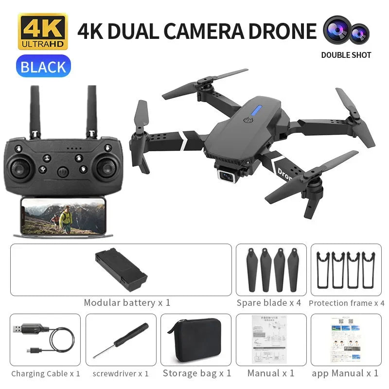 Mini Remote control Drone E88 4k