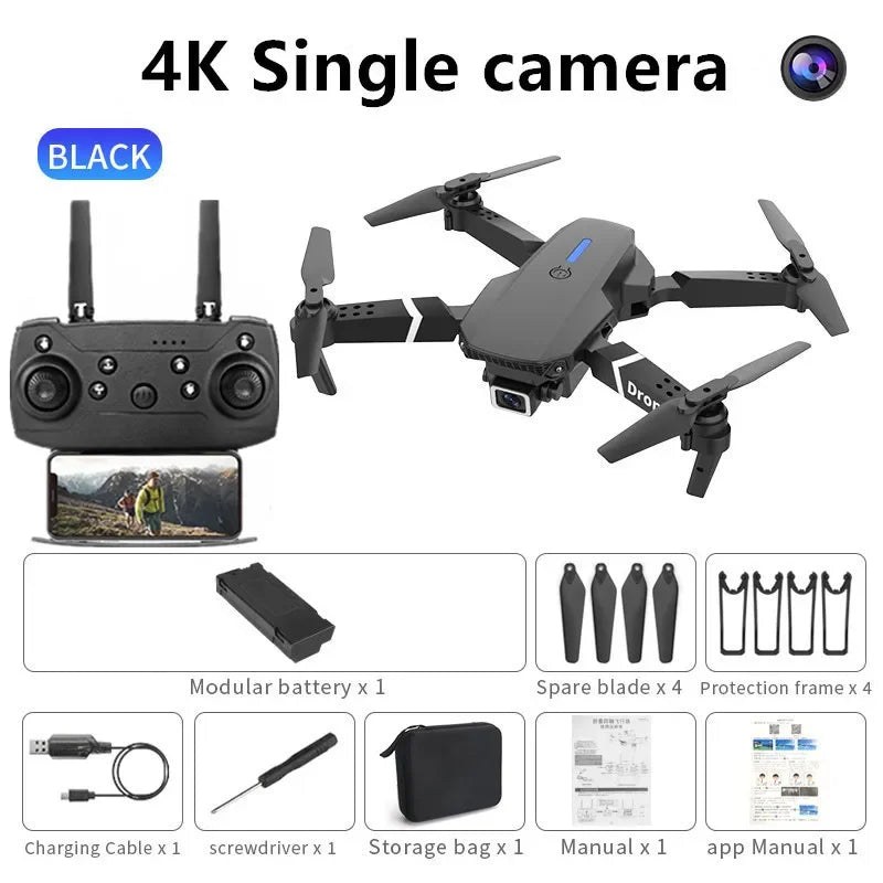 Mini Remote control Drone E88 4k